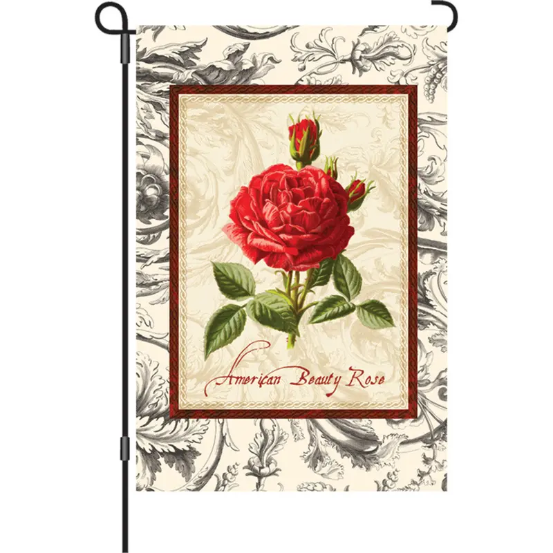 12-Inch American Beauty Rose Floral Flag 1