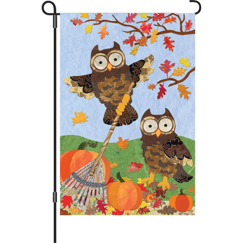 12-Inch Autumn Owls Themed Flag 1