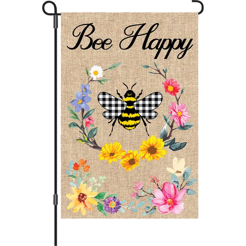 12-Inch 'Bee Happy' Inspirational Flag 1