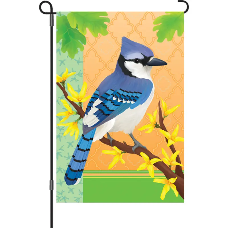 12-Inch Blue Jay In Spring Yard Flag 1