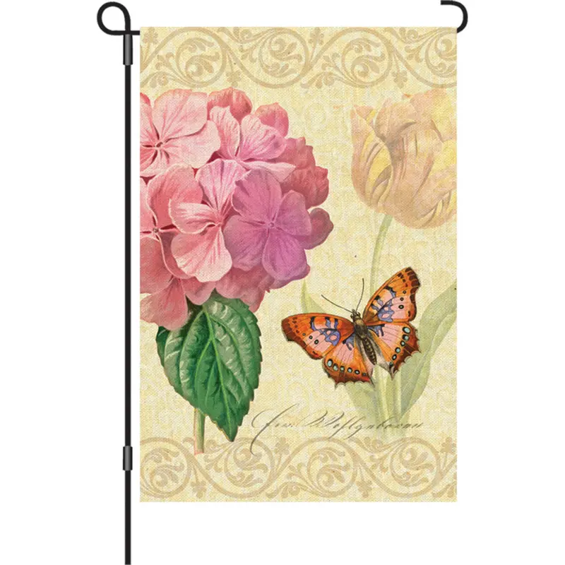 12-Inch Botanical Fresh Pink Garden Flag 1