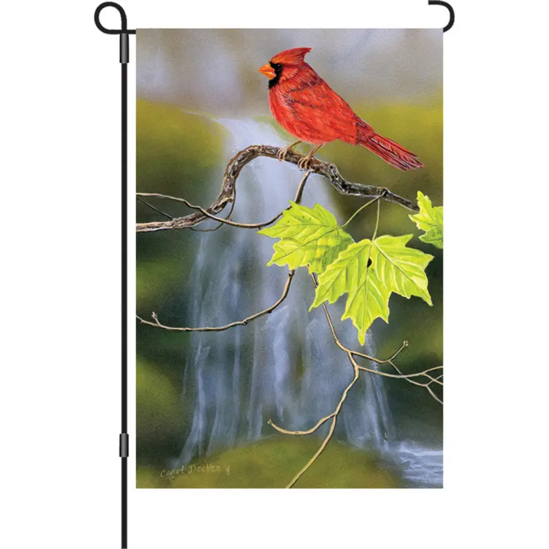 12-Inch Cardinal & Waterfall Scenic Garden Flag 1
