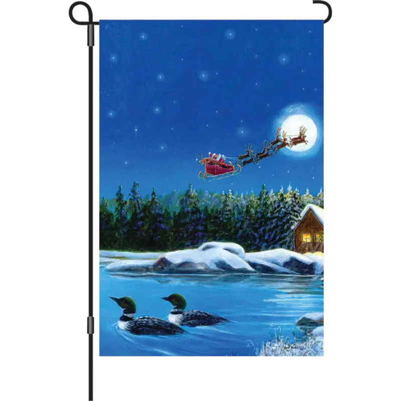 12-Inch Christmas Loons Seasonal Flag 1