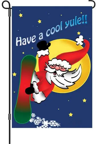 12-Inch Snowboarding Santa Holiday Flag 1