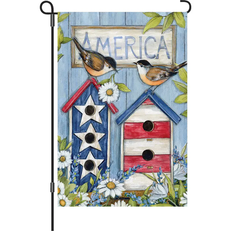 13-Inch Elite Oversized Garden Flag – Patriotic Birdhouse Motif 1