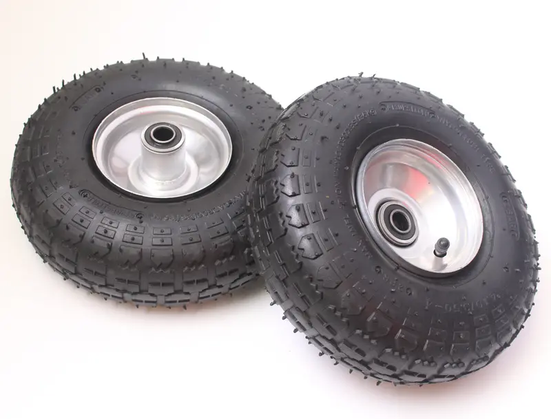 2-Pack 10-Inch Pneumatic Steel-Rim Wheels For Sack Barrows – 4.10/3.50-4, 16Mm Bore, 45Mm Offset 1
