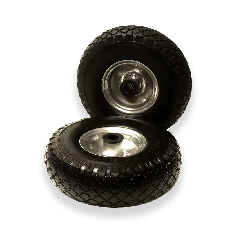 2-Pack 10-Inch Puncture-Proof Steel-Rim Wheels For Sack Barrows – 3.00-4, 20Mm Axle Bore 1