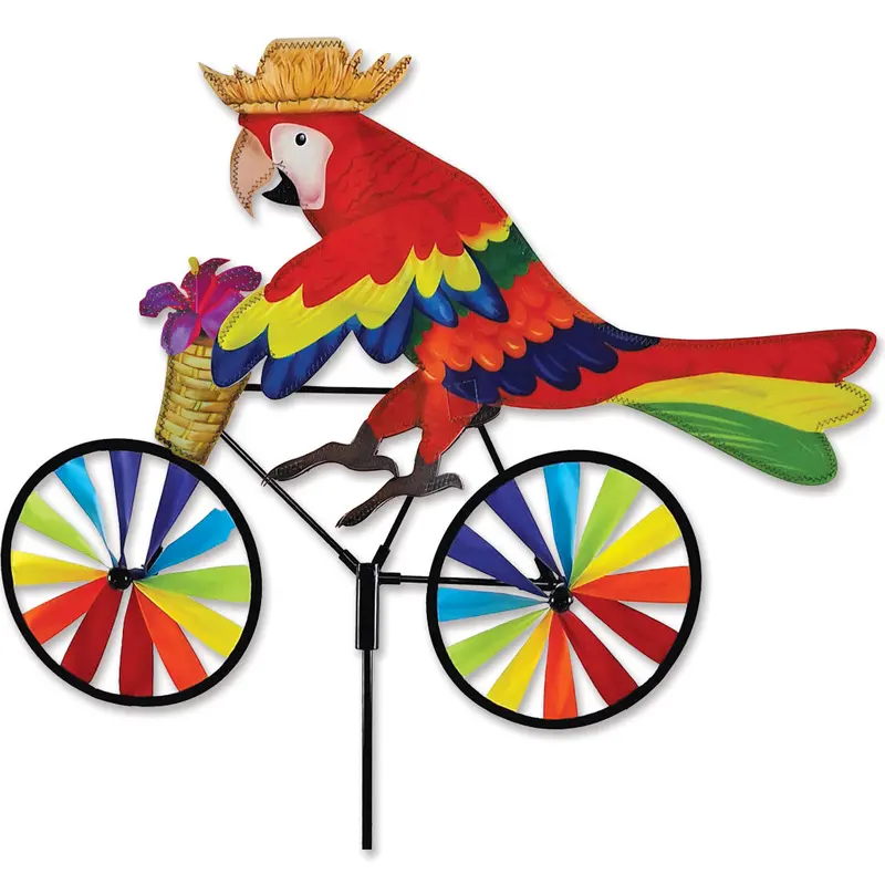 20-Inch Parrot Bike Wind Spinner – Tropical-Themed Kinetic Garden Art 1