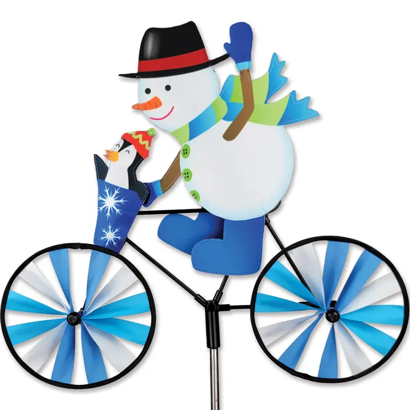 20-Inch Snowman Bike Wind Spinner – Whimsical Winter Yard Sculpture 1