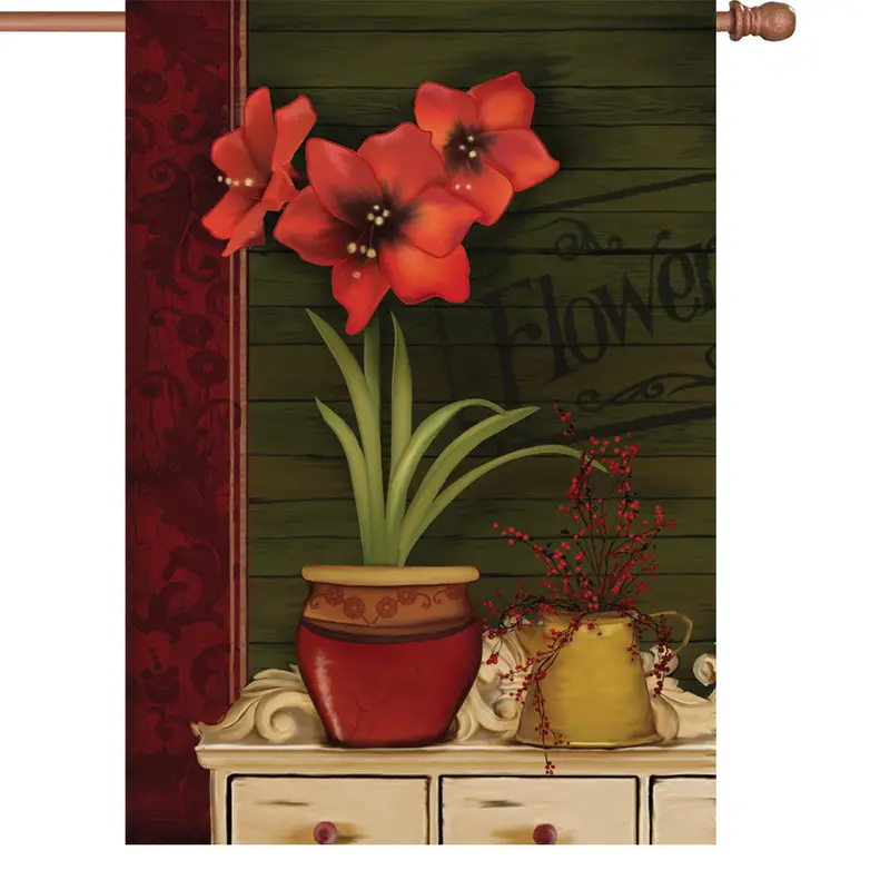 28-Inch Amaryllis Botanical Garden Flag 1