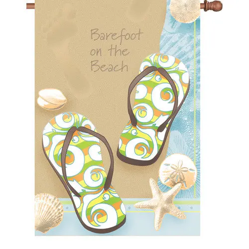 28-Inch Barefoot On The Beach Coastal Garden Flag 1