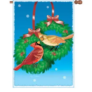 28-Inch Christmas Cardinals Holiday Flag 1