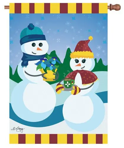 28-Inch Dating On A Snowy Slope Garden Flag 1