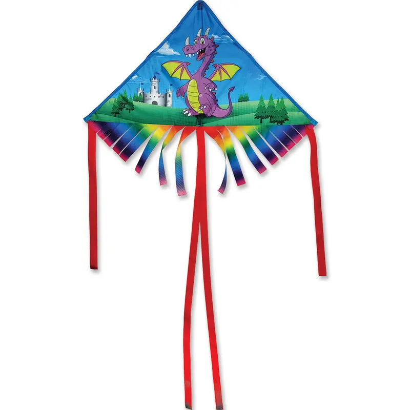 28-Inch Fringed Delta Kite – Purple Dragon Design 1