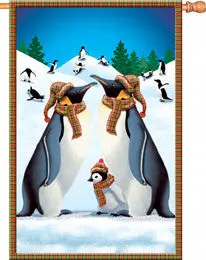 28-Inch Frolic In Snow Winter Scene Flag 1