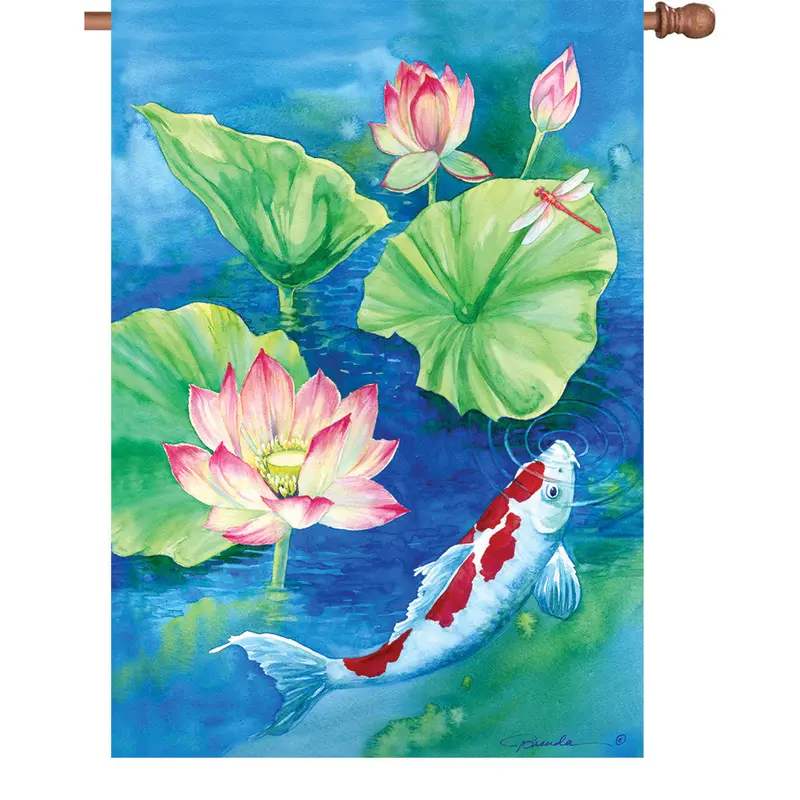 28-Inch Lotus Koi Zen Garden Flag 1
