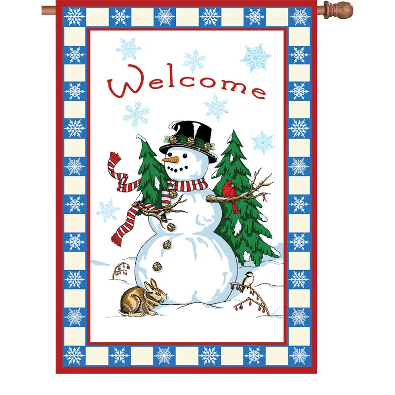28-Inch Welcome Snowman Garden Flag 1
