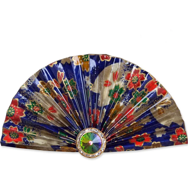 Blue, Red, And Gold Fan-Shaped Brooch 1