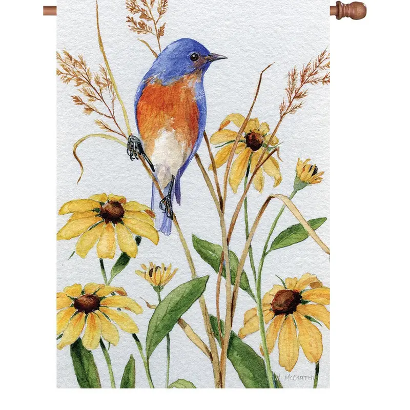 Bluebird And Susies 28-Inch Rustic Garden Flag 1