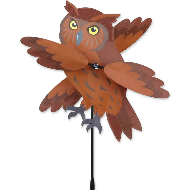 Brown Owl Whirligig Spinner – 17 Inch Outdoor Decor 1