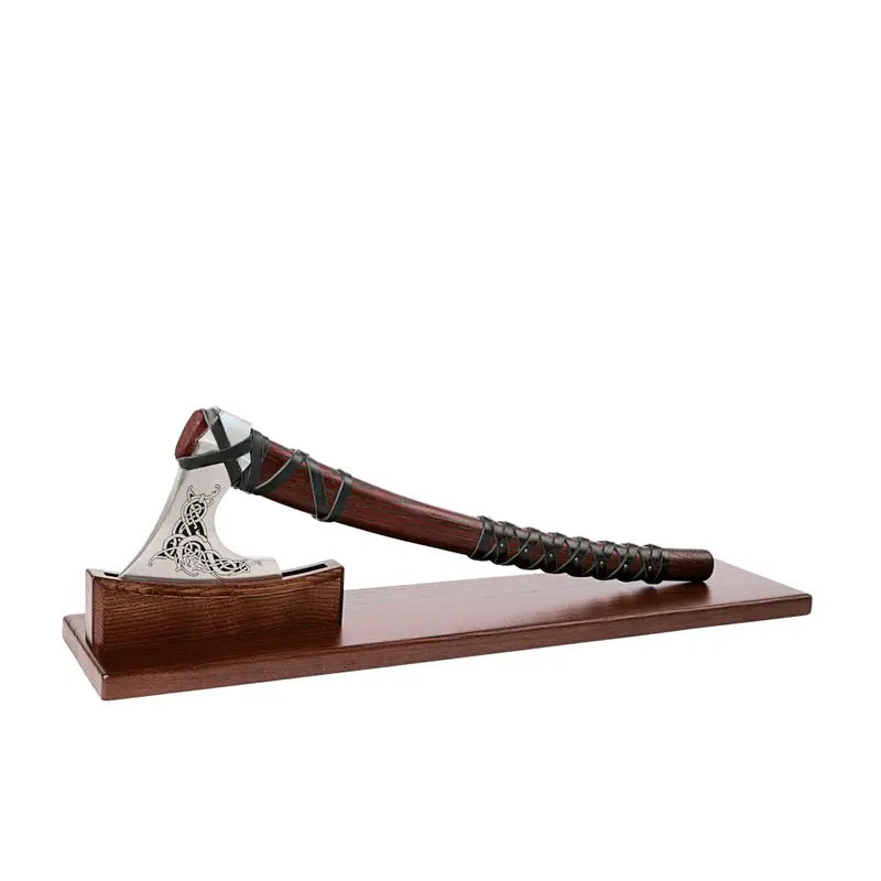 Brown Wooden Axe Stand – 25.6-Inch Tall Display Mount 1