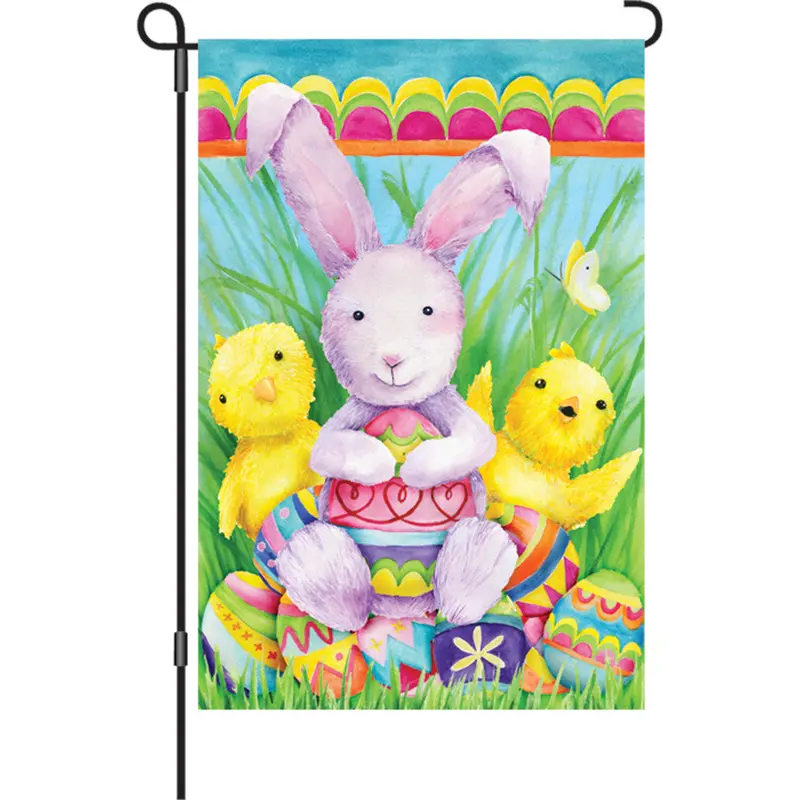 Bunny And Friends 12-Inch Spring Or Easter Garden Flag 1