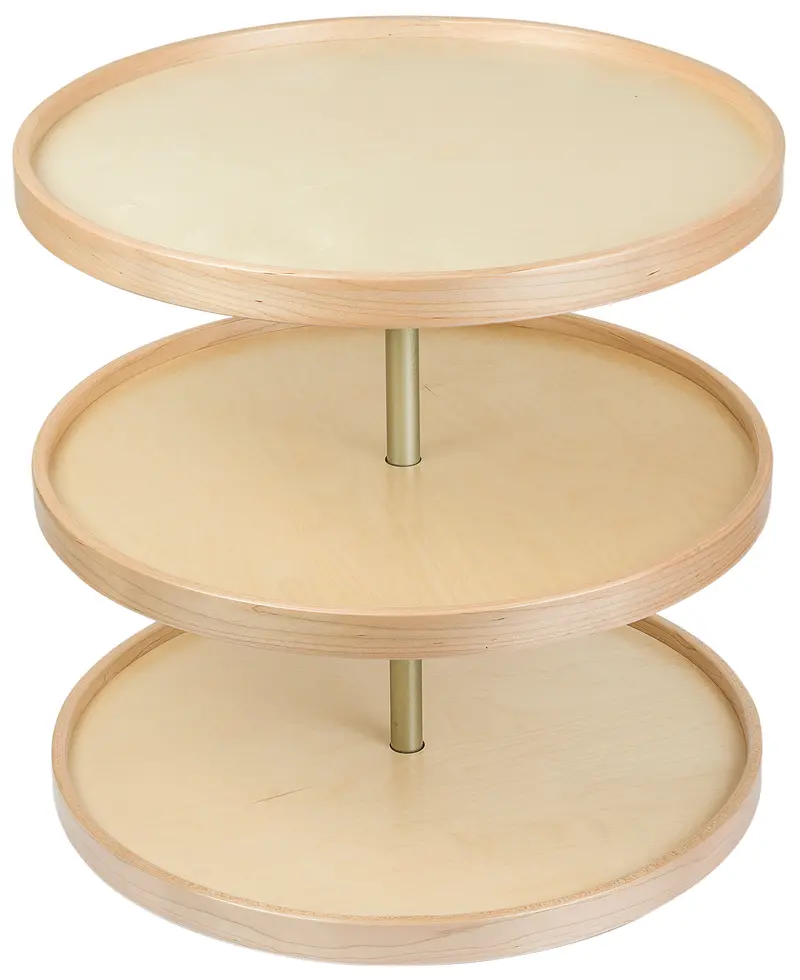 Century Components Wall-Mount Lazy Susan Shelves – 3-Pack Round Wooden Design With Rod Hardware Support 1