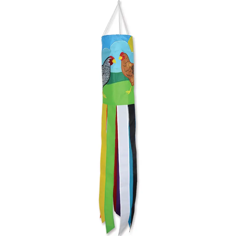 Chickens Embroidered Applique Windsock – Farmhouse Charm 1