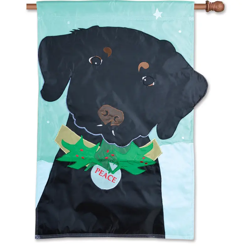 Christmas Black Lab Holiday Applique Flag 1