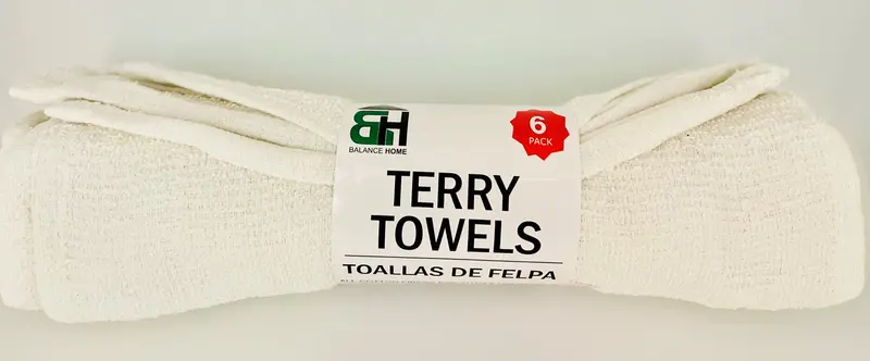 Cotton Terry Cloth Towels – 6-Pack Assortment 1