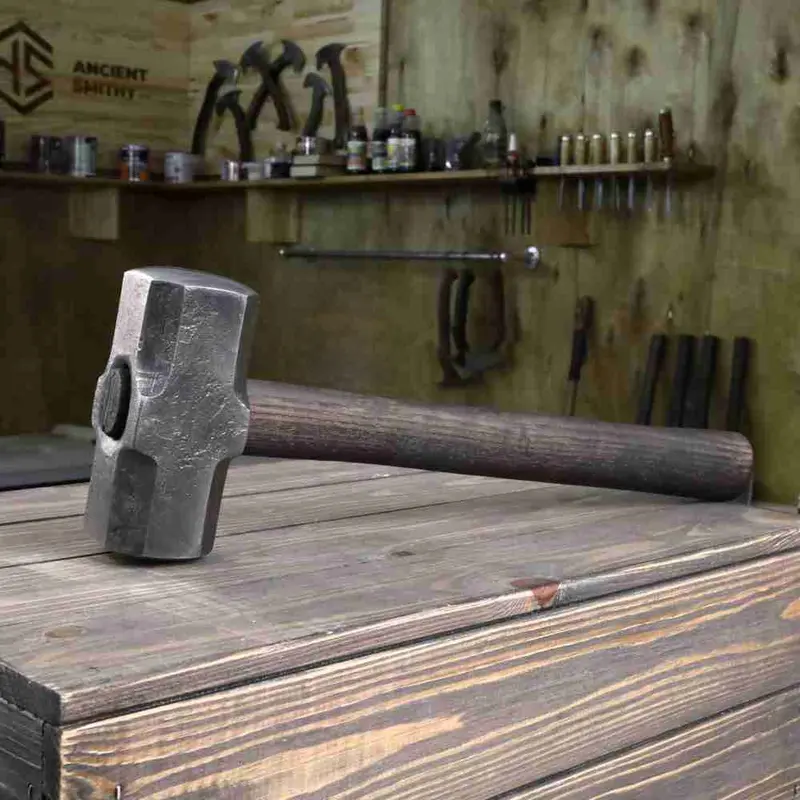 Double-Faced Round Sledge Hammer – Blacksmith Flat Face Forging Tool 1