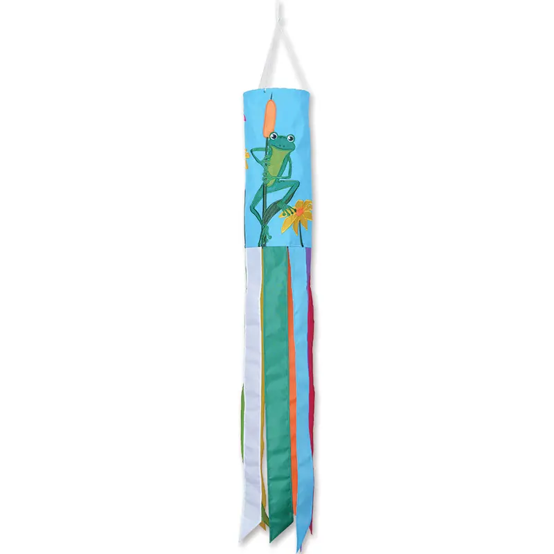 Embroidered Frog-Themed Windsock With Applique Accents 1