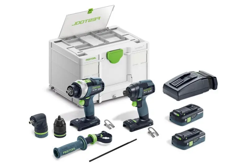 Festool Quadrive Tpc 18/4 Cordless Hammer Drill & Tid 18 Impact Driver Combo – Systainer3 Bundle 1