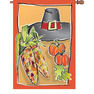 First Thanksgiving 28-Inch Historical Garden Flag – Pilgrim And Native American Theme 1