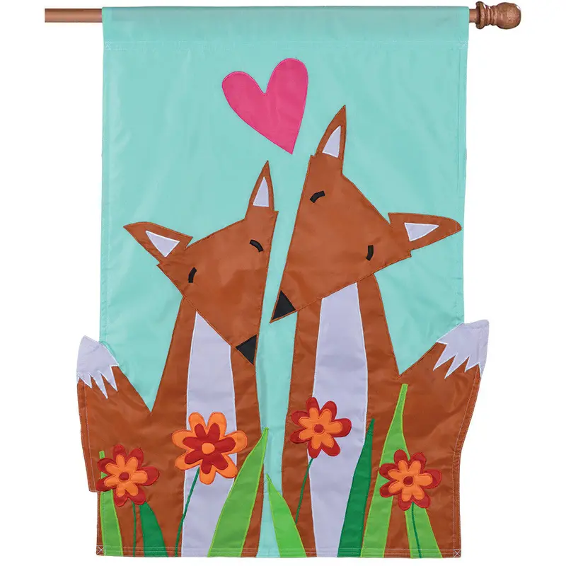 Foxy Pair Applique Outdoor Flag 1