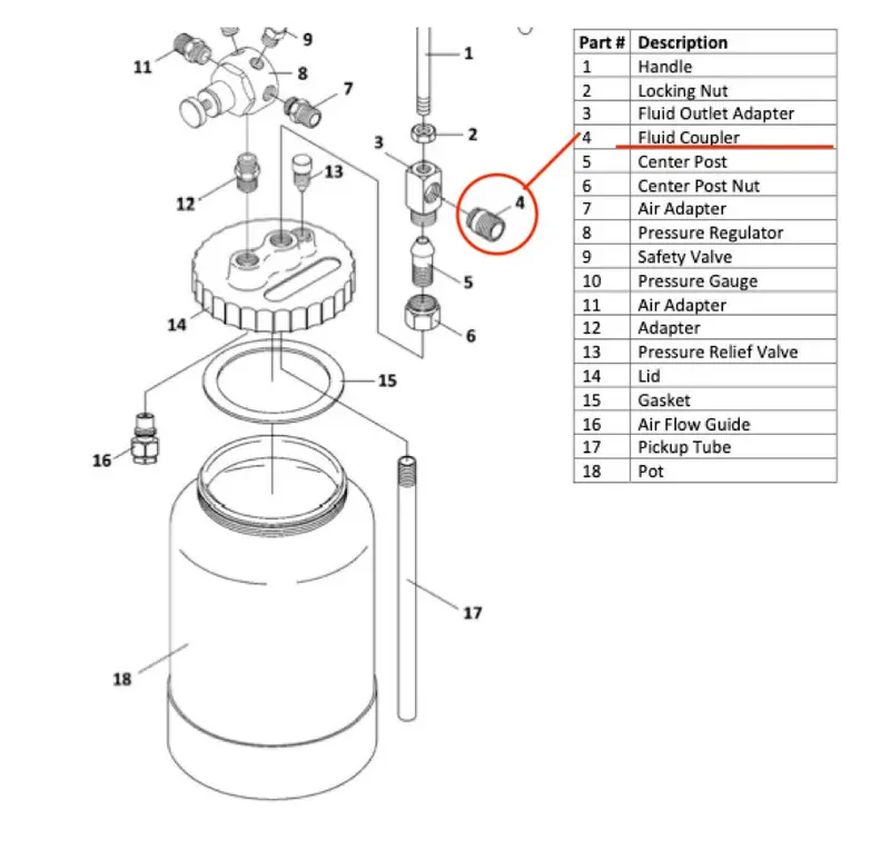 Fuji Spray Fluid Coupler – Replacement Fitting For 2-Quart Pressure Pot 1