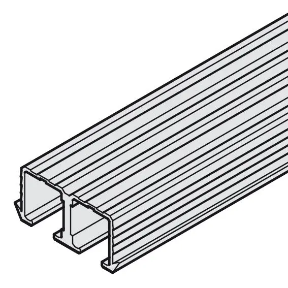 Häfele Slido F-Line21 12/20D Double Aluminum Top Track — Glue Or Screw Mount, 2500 Mm 1