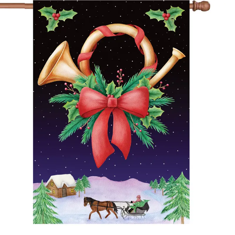 Holiday Horn 28-Inch Festive Garden Flag 1