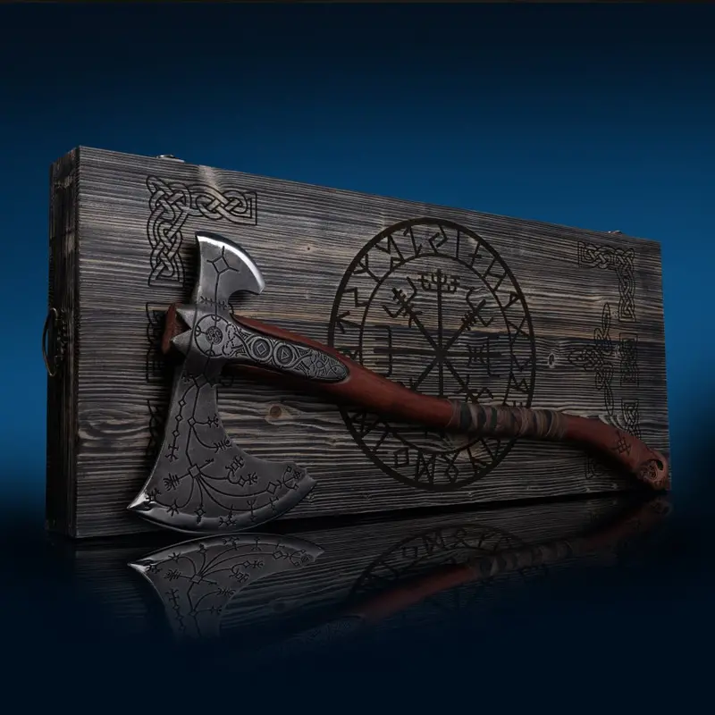 Leviathan Battle Axe – Hand-Forged Steel Head With Leather-Wrapped Grip 1