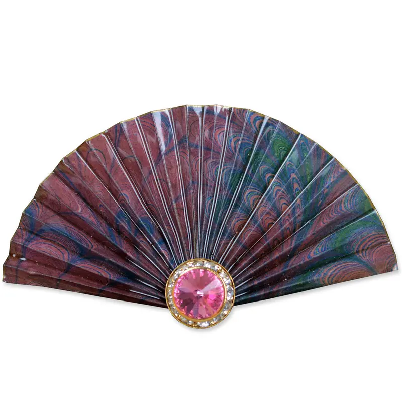 Mauve, Blue, And Green Geometric Fan Brooch 1