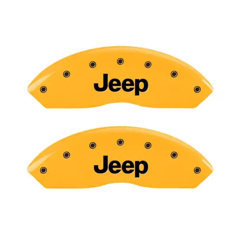 Mgp Engraved Front Caliper Covers For 2006 Jeep Wrangler – Yellow Finish With Black Lettering 1