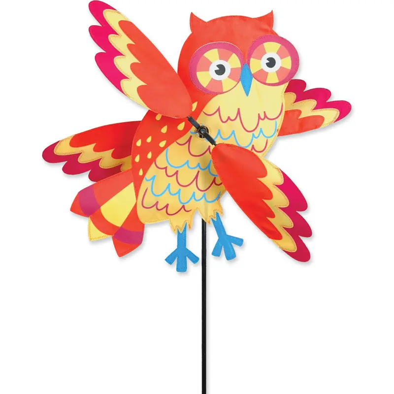 Orange Owl Whirligig 21-Inch Garden Spinner 1