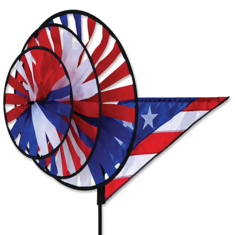 Patriotic Triple Garden Spinner – Red, White & Blue 1