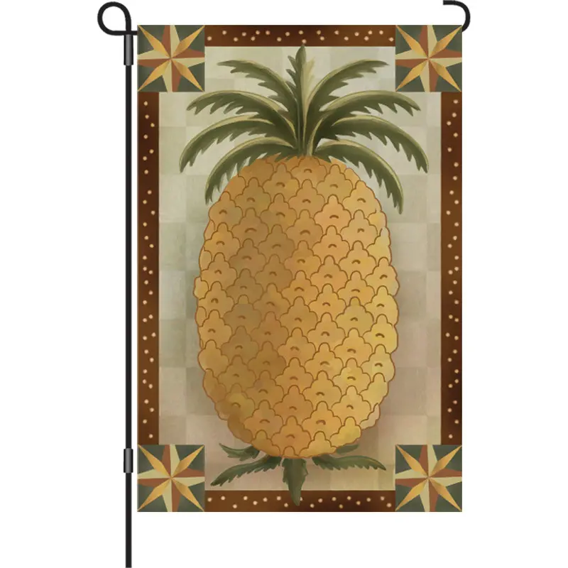 Primitive Pineapple Design Flag – 12-Inch Vintage-Inspired Decor 1