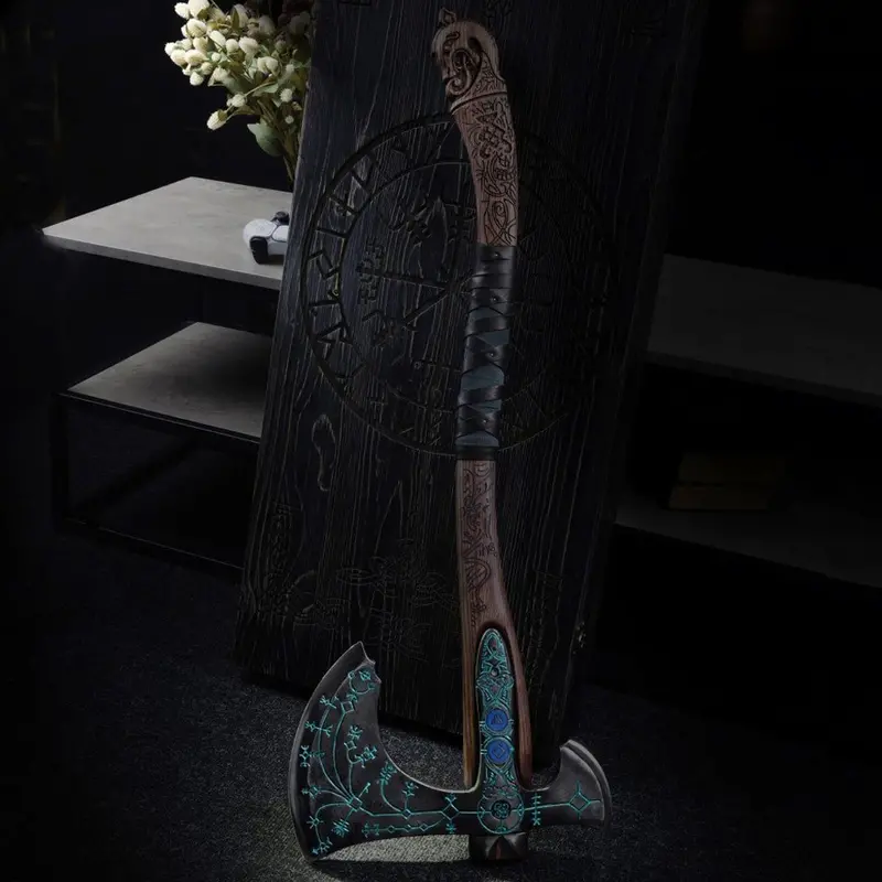 Ragnarok Kratos Axe – Hand-Forged Replica With Glow-In-The-Dark Rune Inlays 1