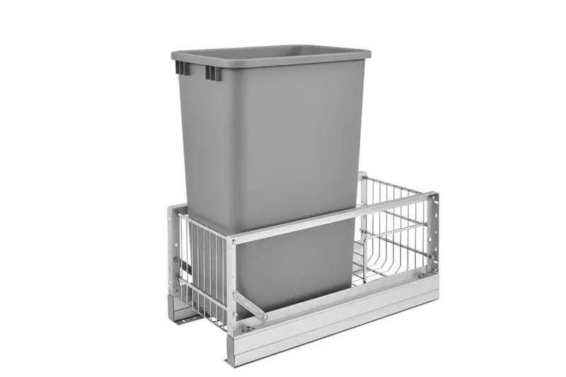 Rev-A-Shelf 5349 Aluminum Bottom-Mount Waste Container Pullout With Soft-Close 1
