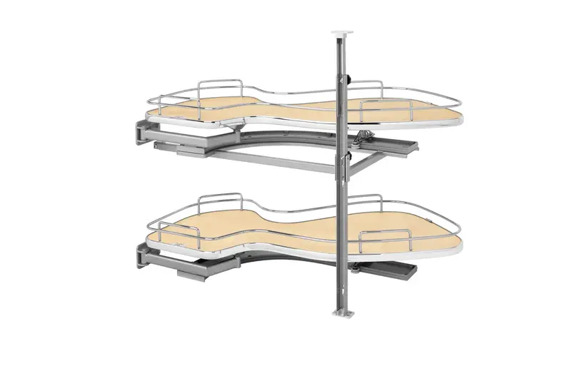 Rev-A-Shelf Cloud Contemporary Blind Corner Optimizer – Natural Maple Two-Tier Shelf For Left-Opening 15" Cabinets 1