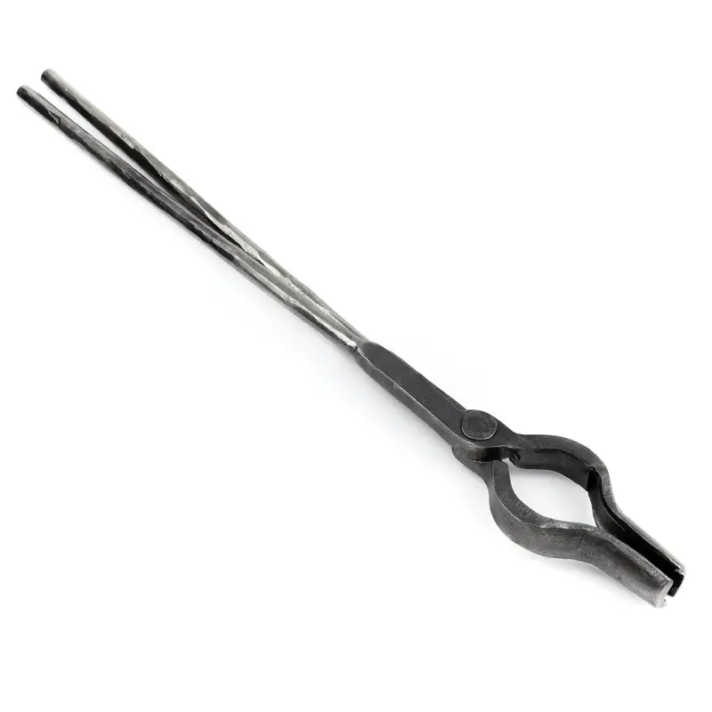 Round-Blank Blacksmith Tongs – Forged Steel Gripping Tool For Rods & Bars 1