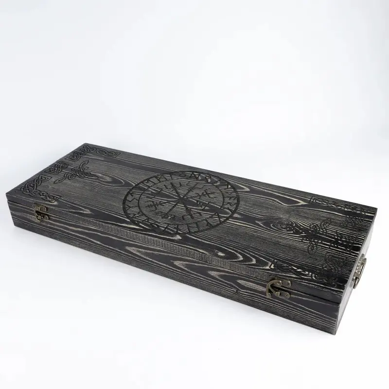 Runic-Embellished Wooden Gift Box, Style #4 1