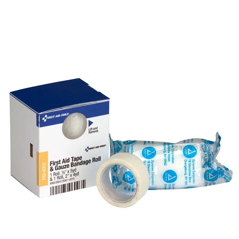 Smartcompliance First Aid Tape & Conforming Gauze Refill – 1/2" X 5 Yard Roll + 2 Pads, Blue 1